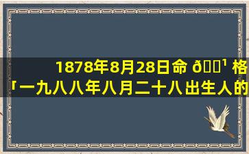 1878年8月28日命 🌹 格「一九八八年八月二十八出生人的命运」